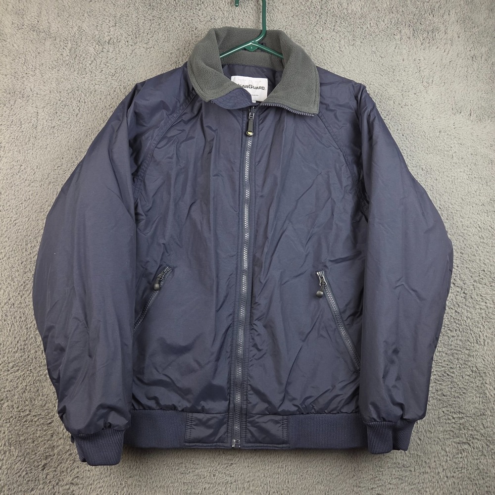 Wearguard Jacket Men's Large Fleece Lined Full Zip Navy Blue Bomber Workwear